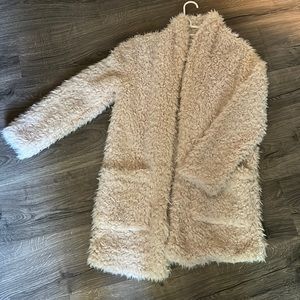 Cream White Shag Fur Jacket Coat